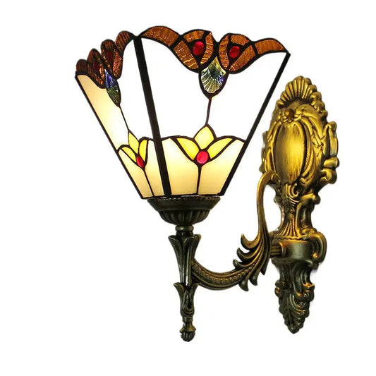 8inch Stained Glass Square Baroque Lampshade Wall Sconce Square Tiffany Lamp Classical Tiffany Lamp