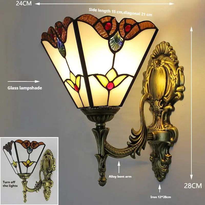 8inch Stained Glass Square Baroque Lampshade Wall Sconce Square Tiffany Lamp Classical Tiffany Lamp