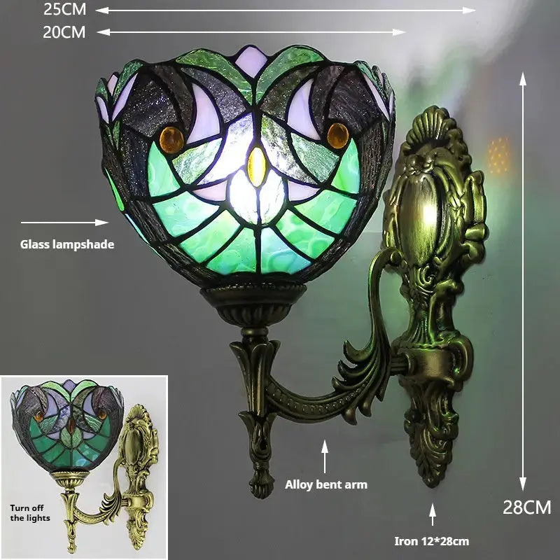 8inch Tiffany Art Deco Lamp Stained Glass Lampshade Wall Sconce Classical Tiffany Lamp