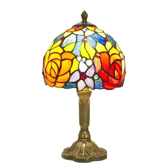 8inch Small Tiffany Table Lamps Double Roses Stained Glass Desk Light Classical Tiffany Lamp