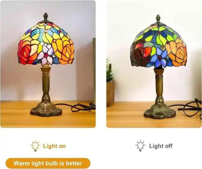 8inch Small Tiffany Table Lamps Double Roses Stained Glass Desk Light Classical Tiffany Lamp