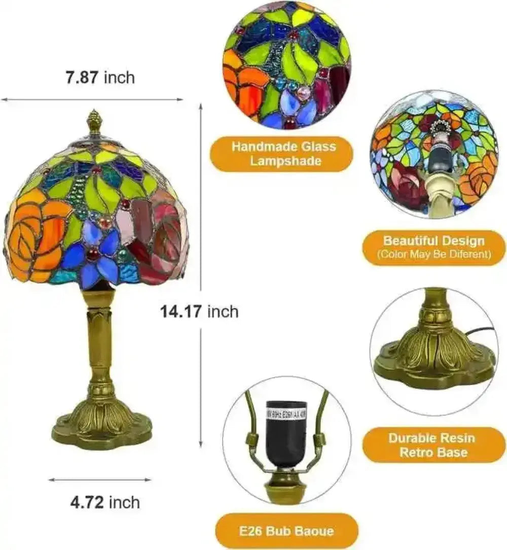 8inch Small Tiffany Table Lamps Double Roses Stained Glass Desk Light Classical Tiffany Lamp