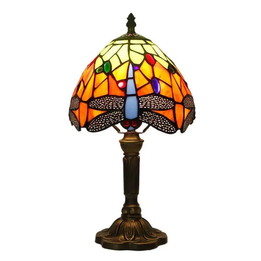 8inch Tiffany Dragonfly Lamp Stained Glass Floral Lampshade Vintage Table Lamp Classical Tiffany Lamp