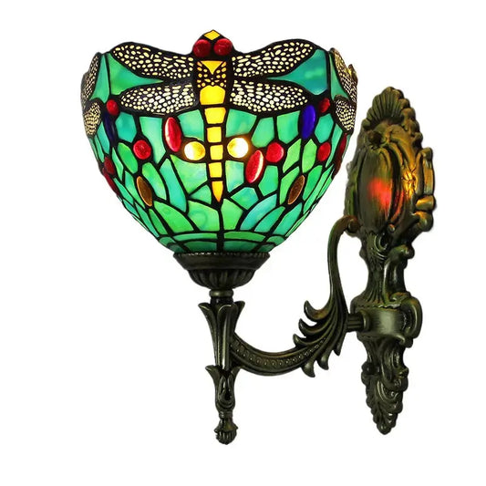 8inch Tiffany Dragonfly Wall Light Stained Glass Wall Sconce Lamp Classical Tiffany Lamp