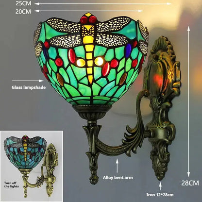 8inch Tiffany Dragonfly Wall Light Stained Glass Wall Sconce Lamp Classical Tiffany Lamp