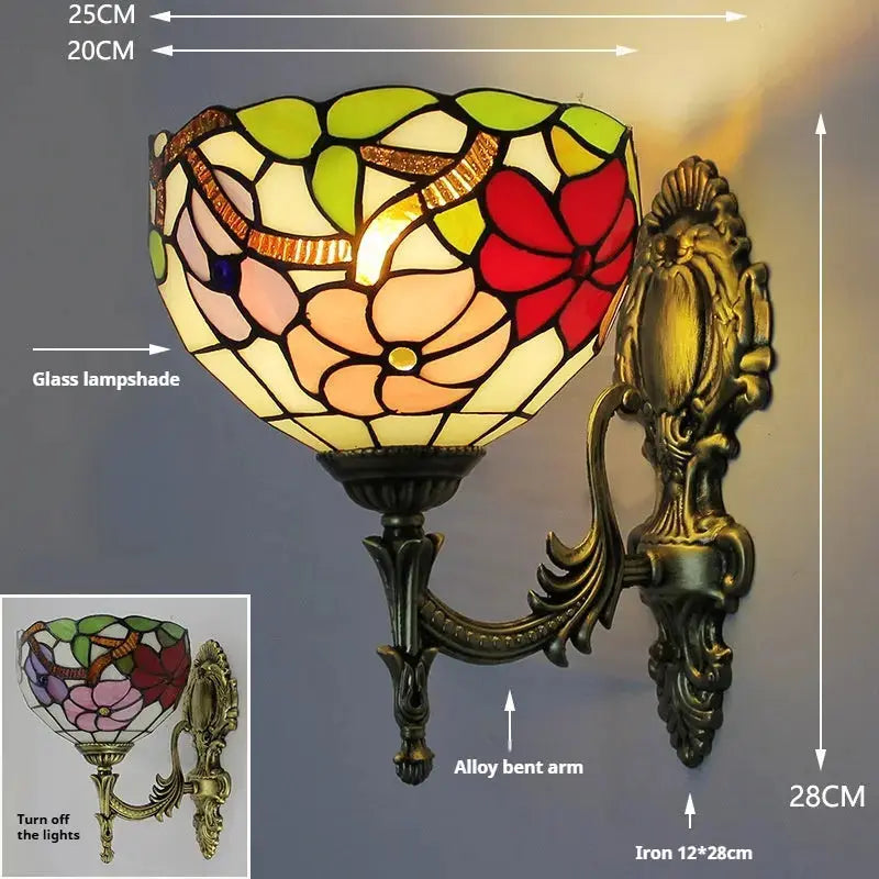 8inch Tiffany Outdoor Wall Lights Stained Glass Flowers Wall Lamps Classical Tiffany Lamp