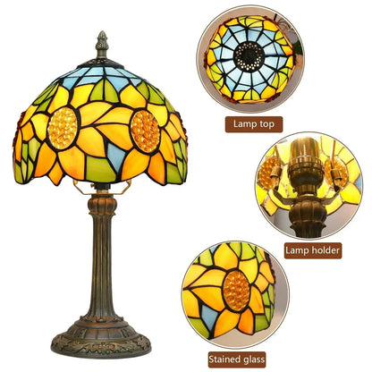 8inch Small Tiffany Table Lamps Stained Glass Garden Sunflower Bedside Light Classical Tiffany Lamp