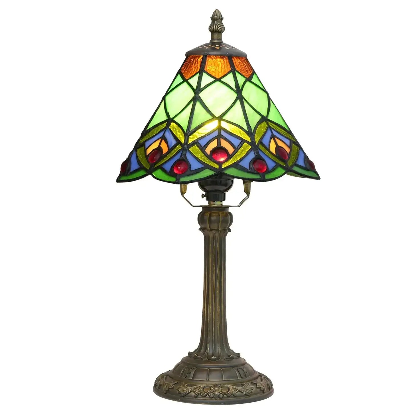 8inch Small Tiffany Table Lamps Stained Glass Green Beads Desk Light Classical Tiffany Lamp