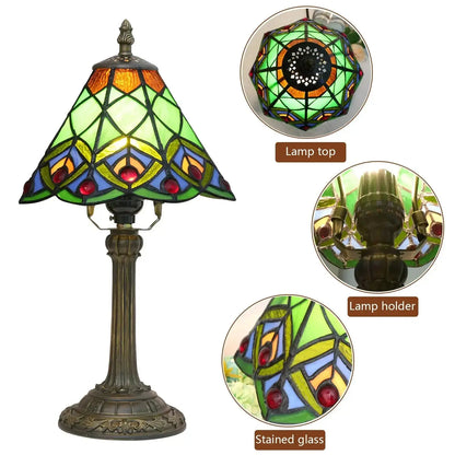 8inch Small Tiffany Table Lamps Stained Glass Green Beads Desk Light Classical Tiffany Lamp