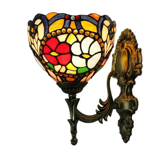 8inch Tiffany Stained Glass Pastoral Pearl Rose Lampshade Retro Wall Lights Sconce Classical Tiffany Lamp