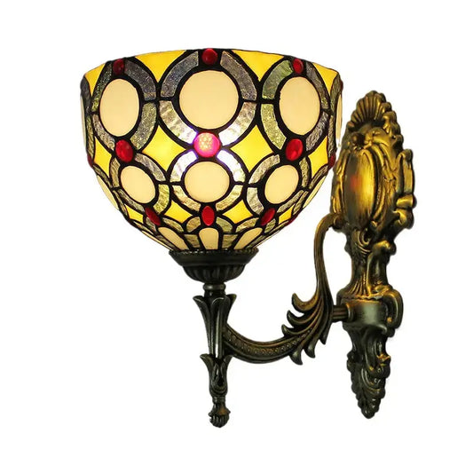 8inch Tiffany Stained Glass Pastoral Ring Lampshade Retro Wall Sconce Lamp Classical Tiffany Lamp