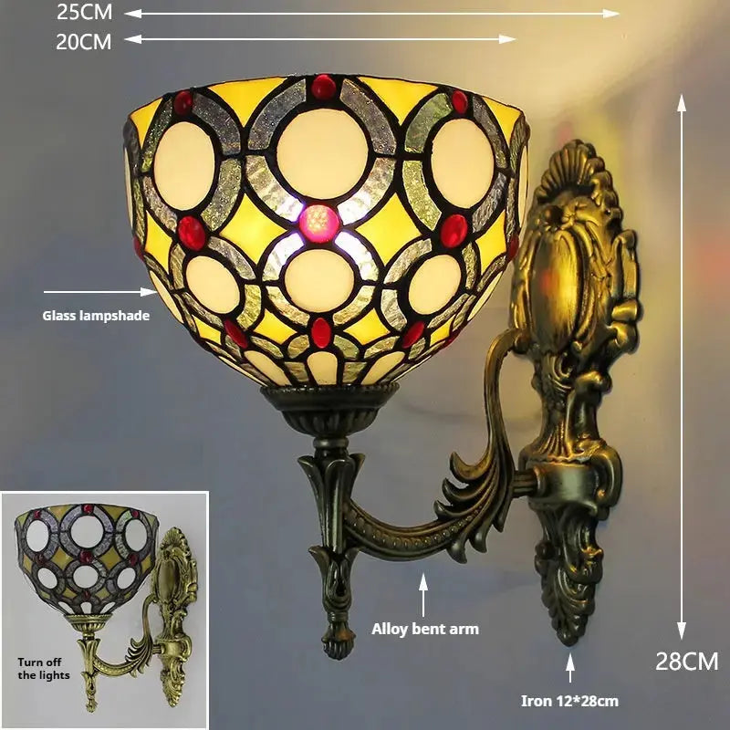 8inch Tiffany Stained Glass Pastoral Ring Lampshade Retro Wall Sconce Lamp Classical Tiffany Lamp