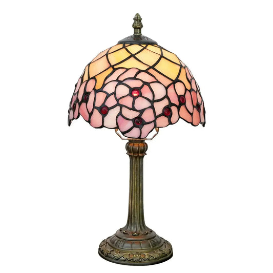 8inch Small Tiffany Table Lamps Stained Glass Pink Cherry Blossom Desk Light Classical Tiffany Lamp