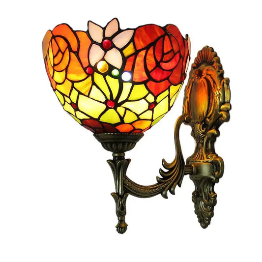 8inch Tiffany Stained Glass Rose Flower Antique Sconces Lighting Wall Lamp Classical Tiffany Lamp