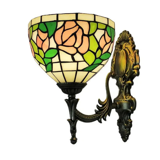 8inch Tiffany Style Sconce Lighting Stained Glass Grapes Floral Lampshade Wall Lamp Classical Tiffany Lamp