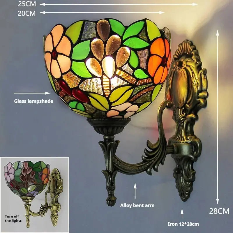8inch Tiffany Tiffany Glass Wall Lights Stained Glass Grapes Floral Wall Sconce Classical Tiffany Lamp