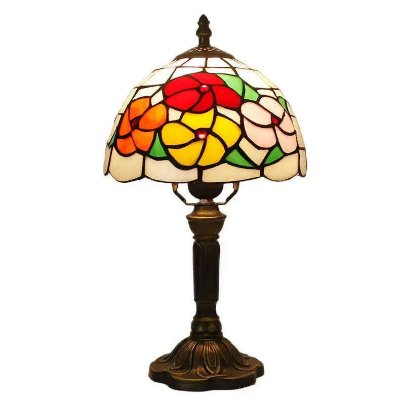 8inch Vintage Rich Flowers Floral Lampshade Tiffany Stained Glass Table Lamp Classical Tiffany Lamp
