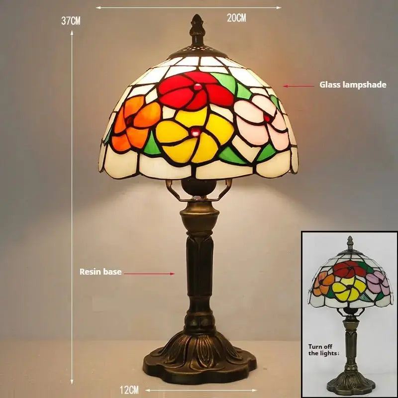 8inch Vintage Rich Flowers Floral Lampshade Tiffany Stained Glass Table Lamp Classical Tiffany Lamp