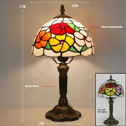 8inch Vintage Rich Flowers Floral Lampshade Tiffany Stained Glass Table Lamp Classical Tiffany Lamp
