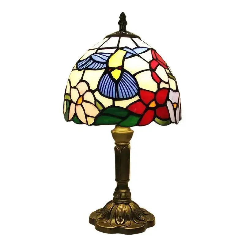 8inch Vintage Stained Glass Floral Hummingbird Lampshade Tiffany Style Table Lamp Classical Tiffany Lamp