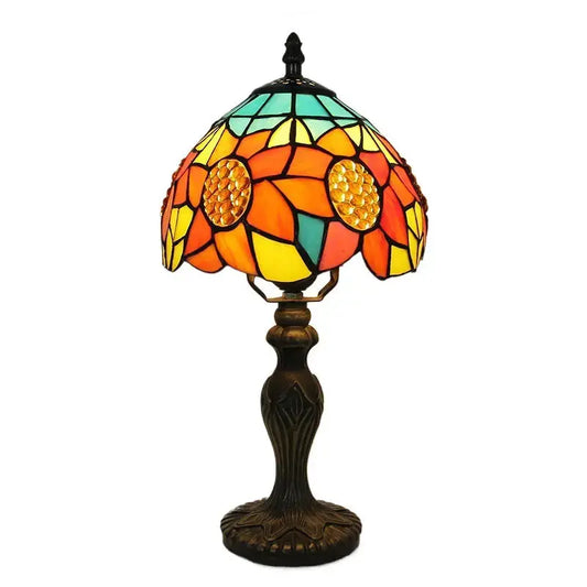 8inch Vintage Stained Glass Sunflower Lampshade Tiffany Style Desk Lamp Classical Tiffany Lamp