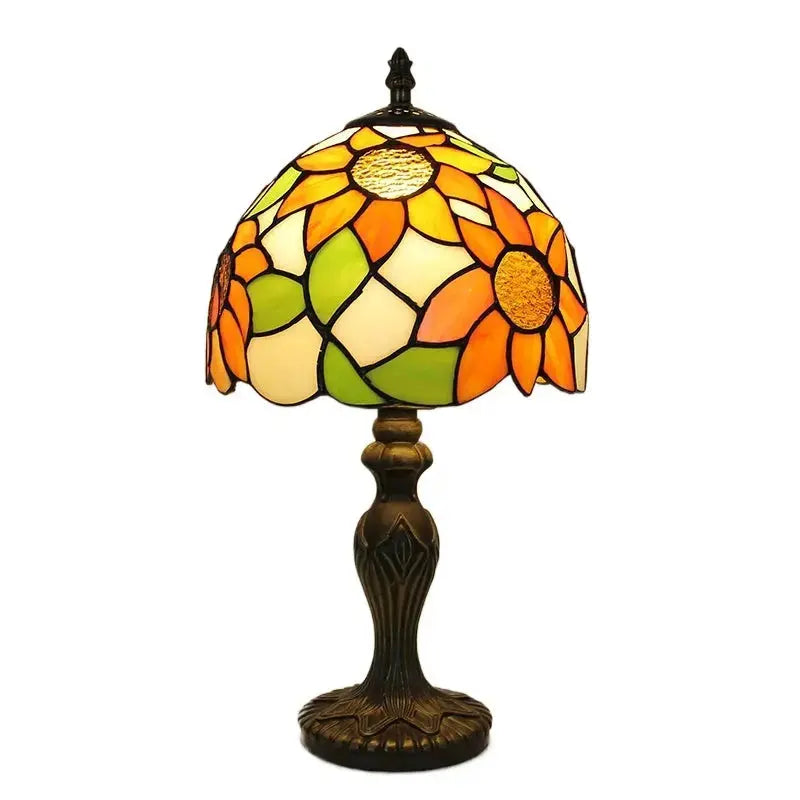 8inch Vintage Stained Glass Sunflower Lampshade Tiffany Flower Lamp Table Light Classical Tiffany Lamp