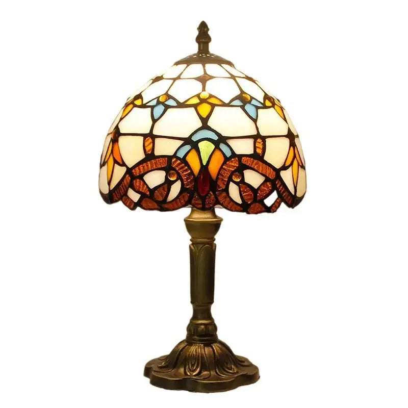 8inch Vintage Table Lamp Stained Glass Baroque Lampshade Tiffany Style Desk Lamp Classical Tiffany Lamp