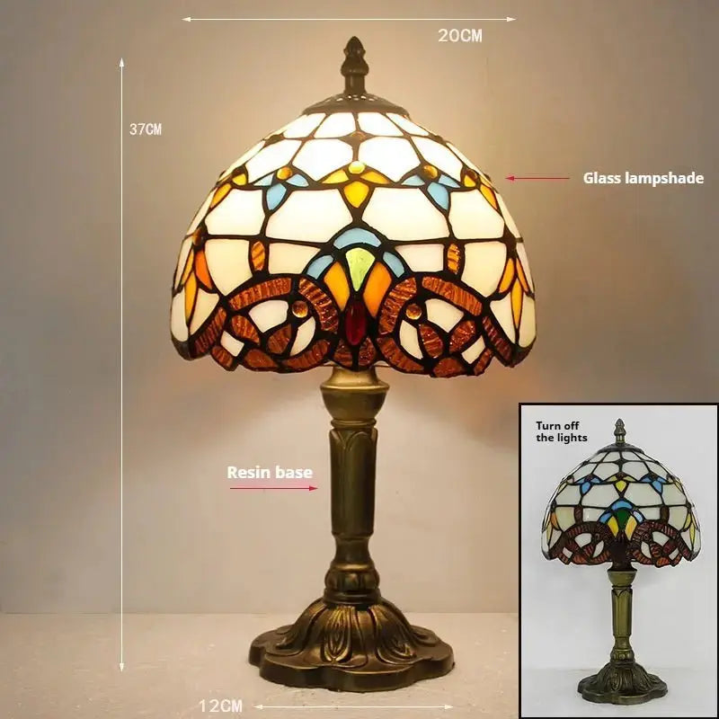 8inch Vintage Table Lamp Stained Glass Baroque Lampshade Tiffany Style Desk Lamp Classical Tiffany Lamp