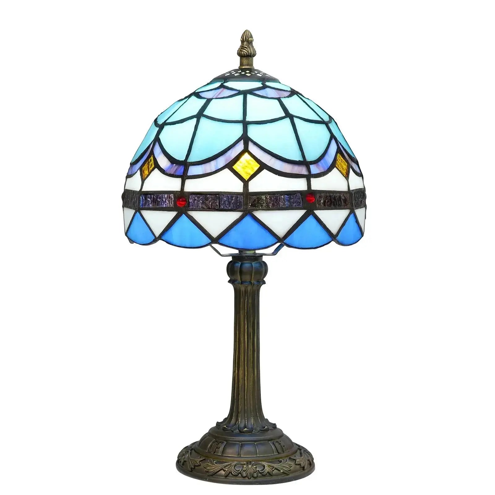 8inch Small Tiffany Style Lamp Stained Glass Blue Lampshade Vintage Desk Light Classical Tiffany Lamp