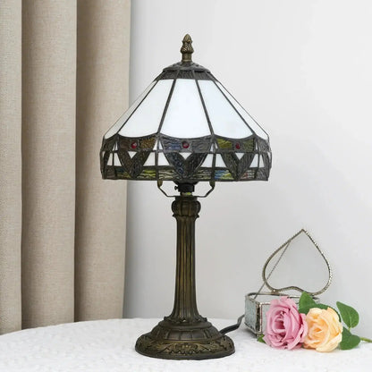 8inch White Tiffany Lamp Stained Glass Lampshade Vintage Table Lamp Classical Tiffany Lamp