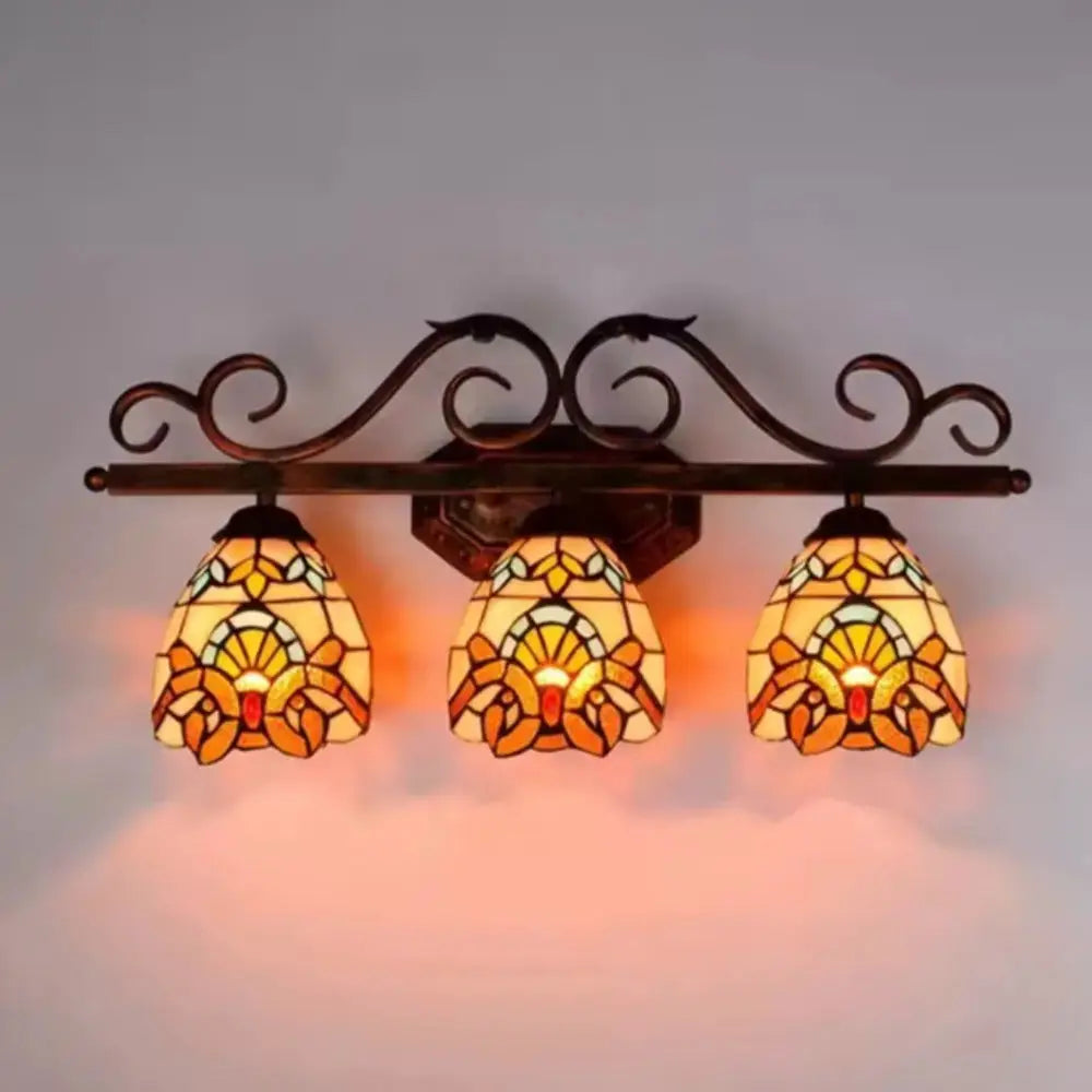 Tiffany Style Wall Sconce with Baroque Stained Glass Lampshade Classical Tiffany Lamp