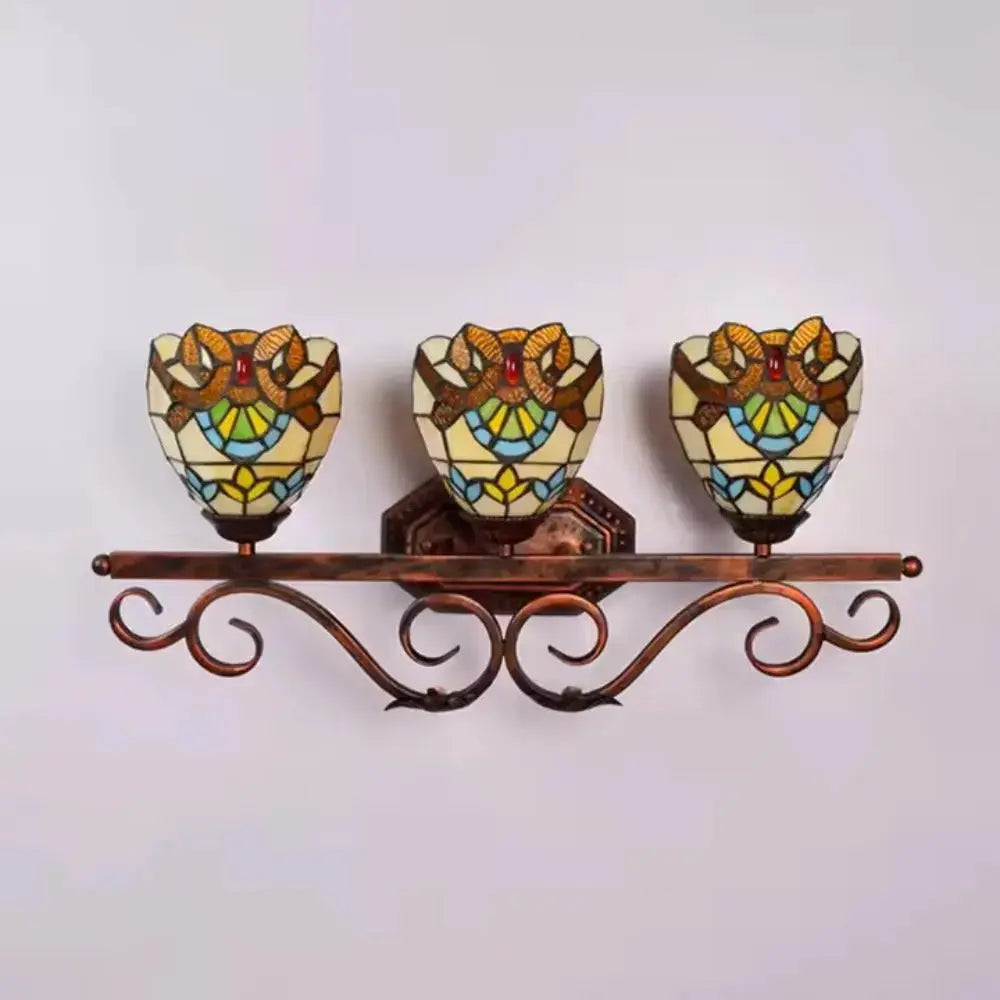 Tiffany Style Wall Sconce with Baroque Stained Glass Lampshade Classical Tiffany Lamp