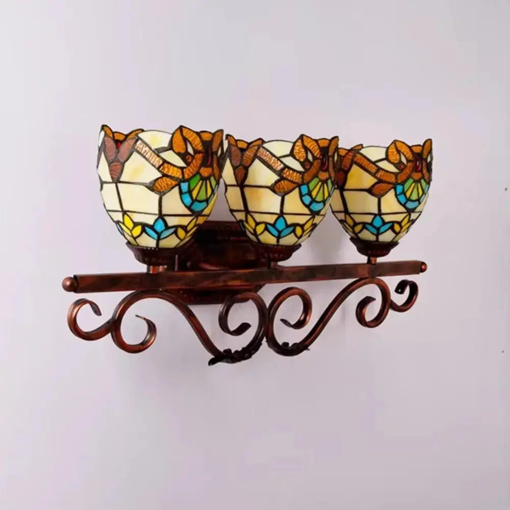 Tiffany Style Wall Sconce with Baroque Stained Glass Lampshade Classical Tiffany Lamp
