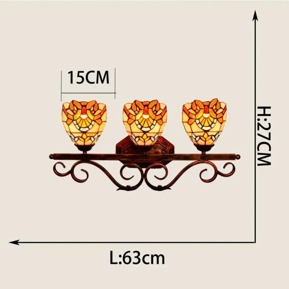 Tiffany Style Wall Sconce with Baroque Stained Glass Lampshade Classical Tiffany Lamp