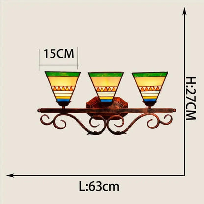 Classical Southeast Asian Style Three Light Sconce Tiffany Stained Glass Wall Lamp Classical Tiffany Lamp