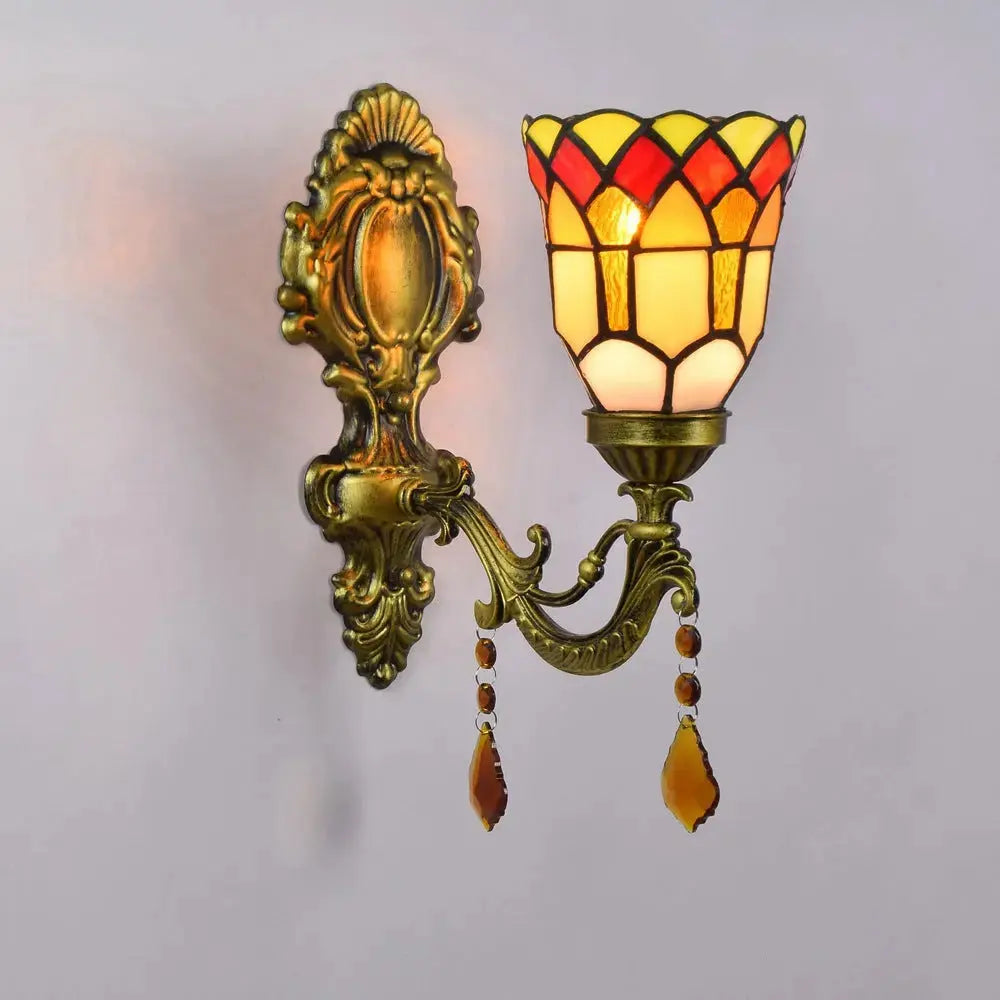 Dia11cm Small Stained Glass Lampshade Tiffany Style Wall Sconce Classical Tiffany Lamp