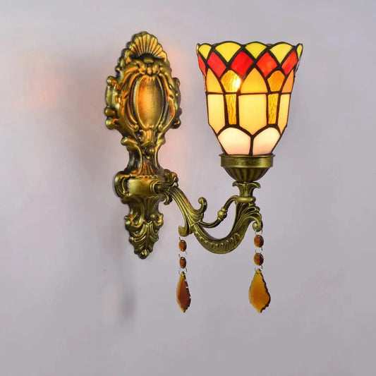 Dia11cm Small Stained Glass Lampshade Tiffany Style Wall Sconce Classical Tiffany Lamp
