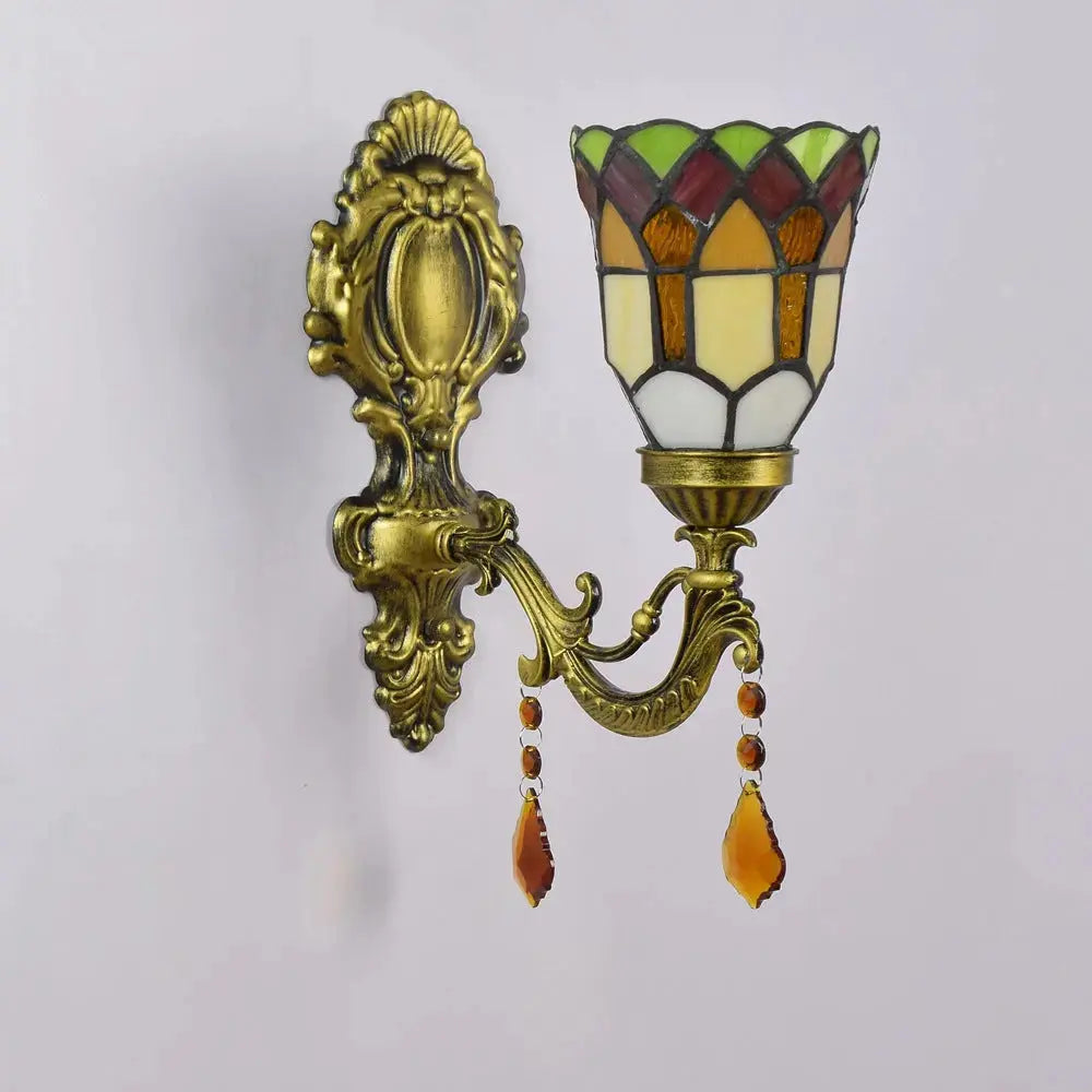 Dia11cm Small Stained Glass Lampshade Tiffany Style Wall Sconce Classical Tiffany Lamp