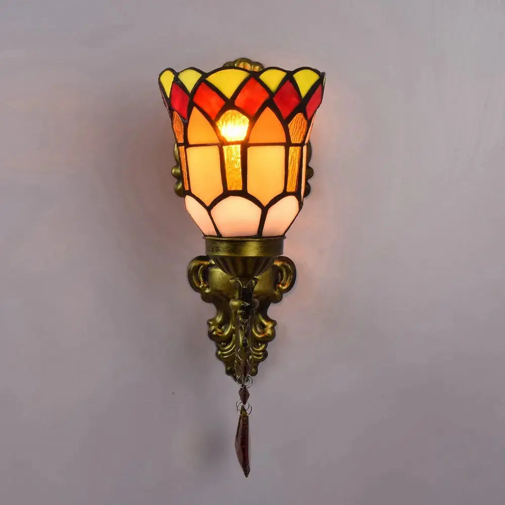 Dia11cm Small Stained Glass Lampshade Tiffany Style Wall Sconce Classical Tiffany Lamp