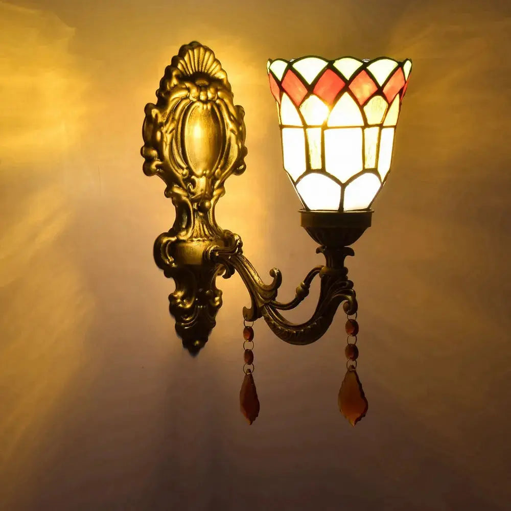 Dia11cm Small Stained Glass Lampshade Tiffany Style Wall Sconce Classical Tiffany Lamp