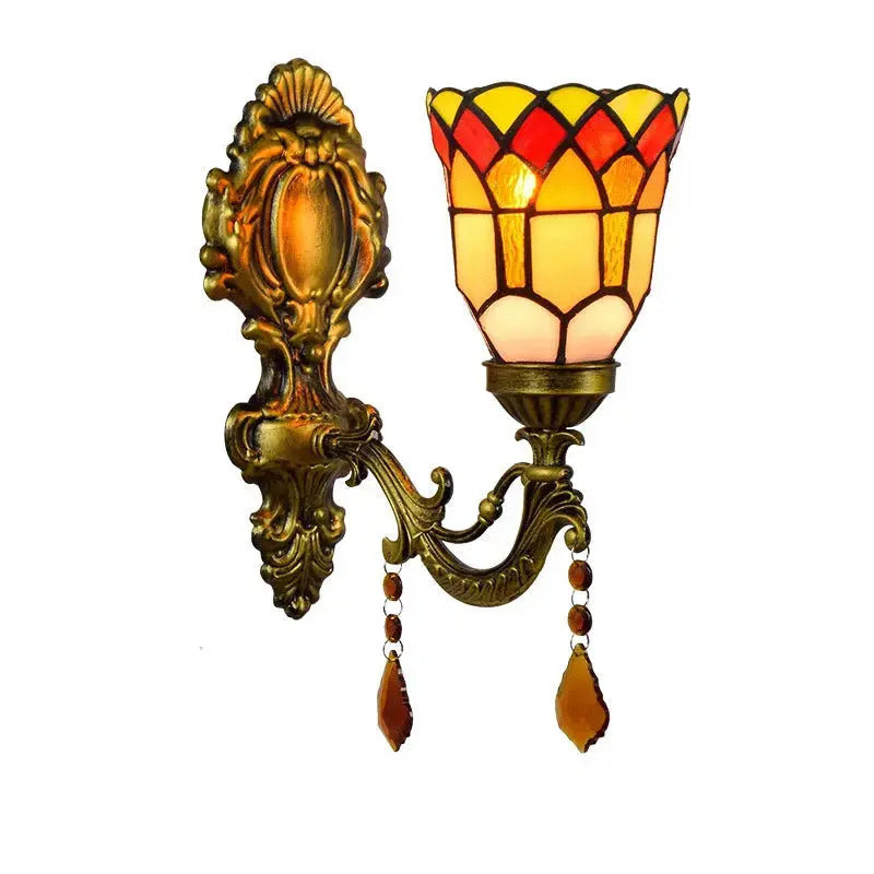 Dia11cm Small Stained Glass Lampshade Tiffany Style Wall Sconce Classical Tiffany Lamp
