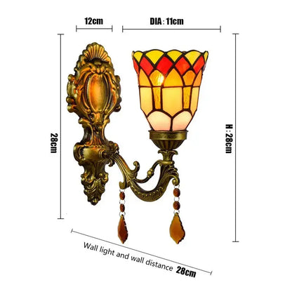 Dia11cm Small Stained Glass Lampshade Tiffany Style Wall Sconce Classical Tiffany Lamp