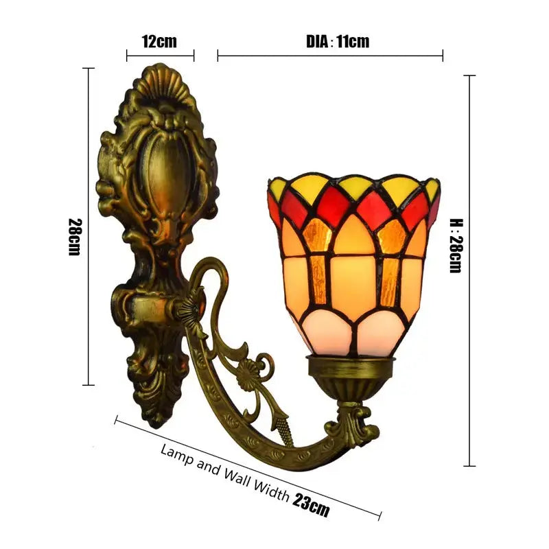 Dia11cm Small Wall Lamp Stained Glass Lampshade Tiffany Style Sconces Classical Tiffany Lamp
