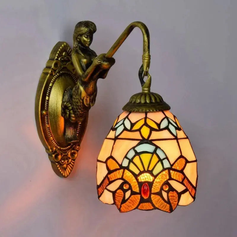Dia15cm Tiffany Stained Glass Mini Lamp Baroque Lampshade Wall Lights Classical Tiffany Lamp