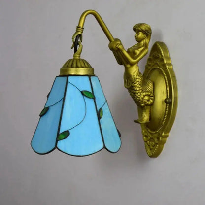 Dia15cm Stained Glass Blue Lampshade Tiffany Style Lamp Small Wall Sconce Classical Tiffany Lamp