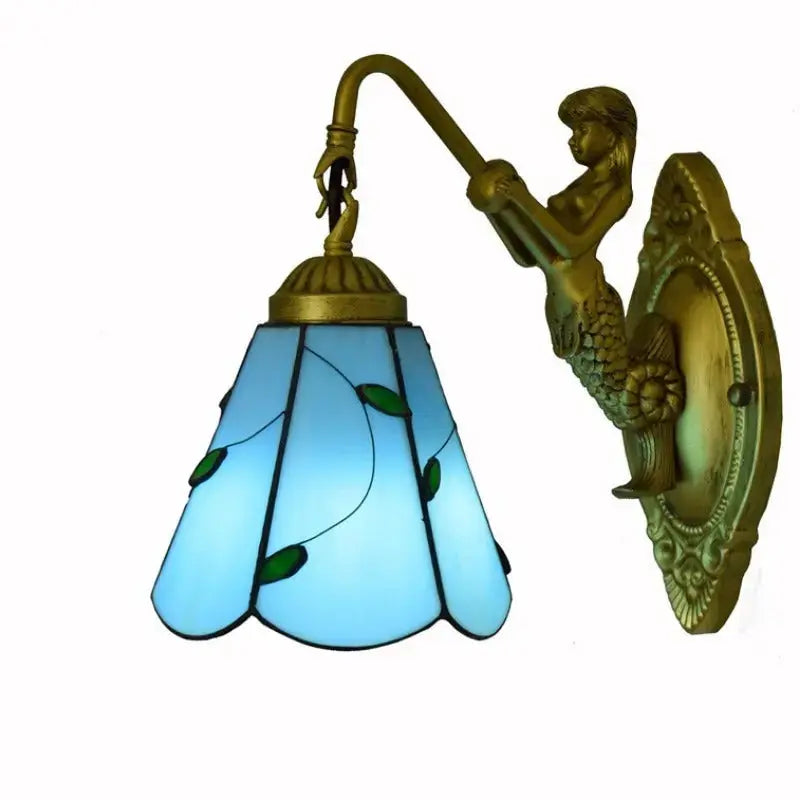 Dia15cm Stained Glass Blue Lampshade Tiffany Style Lamp Small Wall Sconce Classical Tiffany Lamp