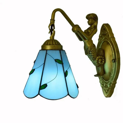 Dia15cm Stained Glass Blue Lampshade Tiffany Style Lamp Small Wall Sconce Classical Tiffany Lamp