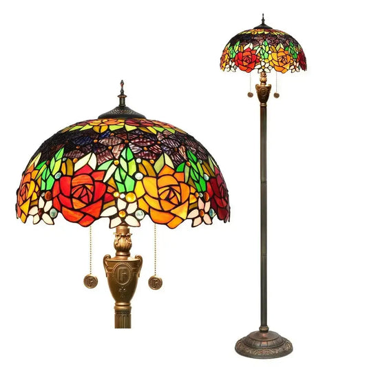 Dia40cm Art Stained Glass Rose Lampshade Tiffany Glass Floor Lamp Classical Tiffany Lamp