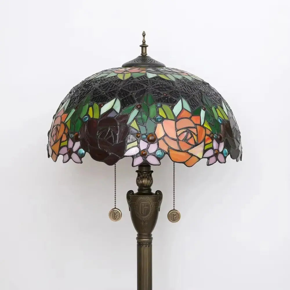 Dia40cm Art Stained Glass Rose Lampshade Tiffany Glass Floor Lamp Classical Tiffany Lamp