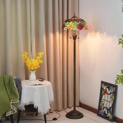 Dia40cm Art Stained Glass Rose Lampshade Tiffany Glass Floor Lamp Classical Tiffany Lamp